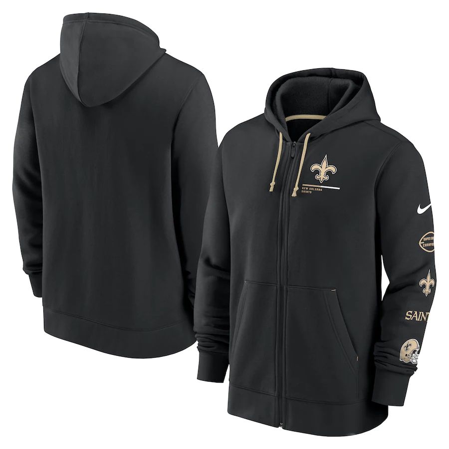 Men New Orleans Saints nike black surrey full zip hoodie->new orleans saints->NFL Jersey